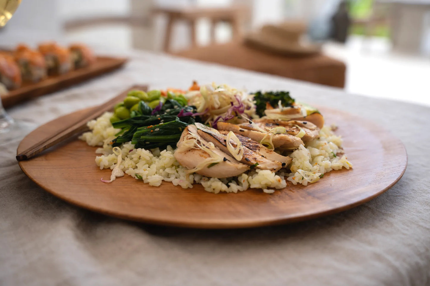 Assiette ronde en racine de teck - M
