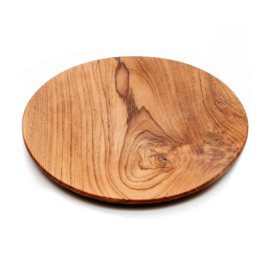 Assiette ronde en racine de teck - L