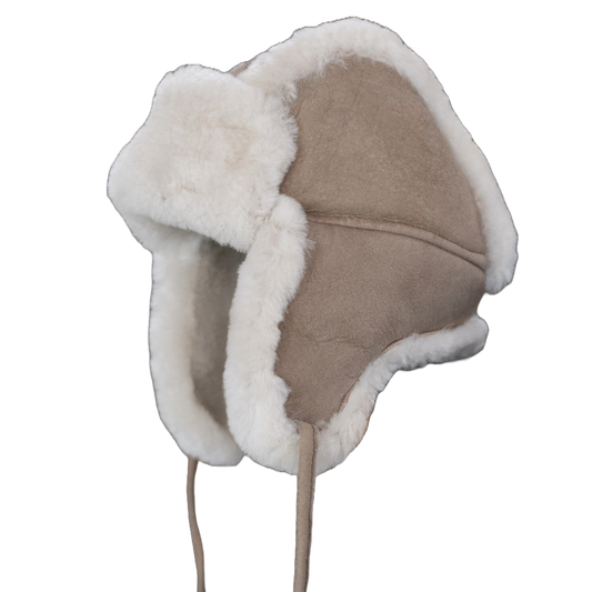 Schapenvacht baby- en kindermuts - Taupe - S (1-2j)