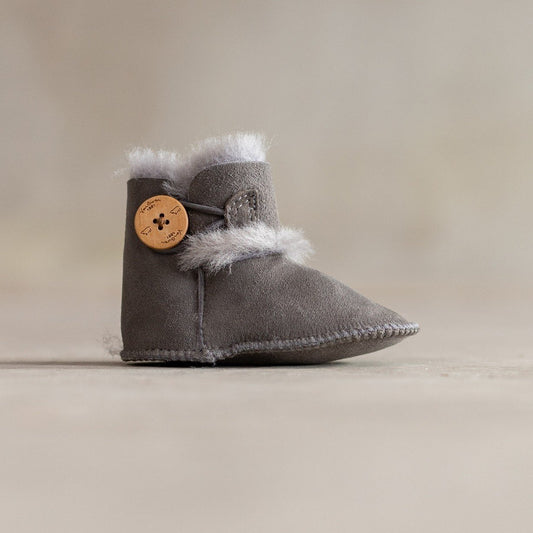 Lamsvel Davin Babysloffen - Grijs - Maat 22/23