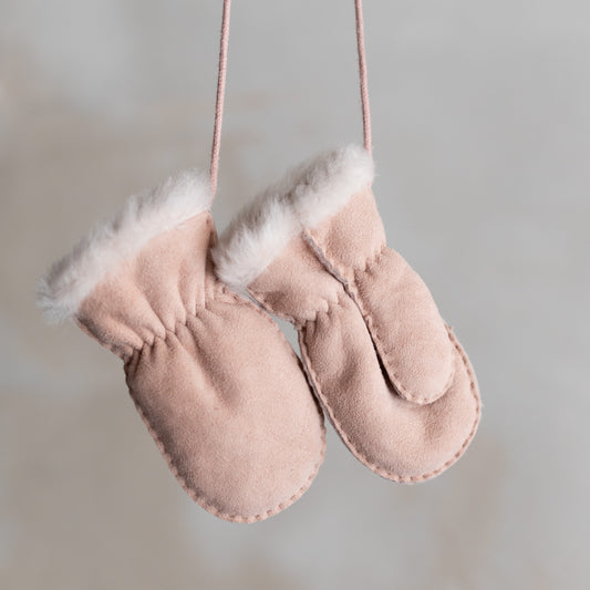 Lamsvel baby- en kinderwanten met duim - Roze 2-4 jaar