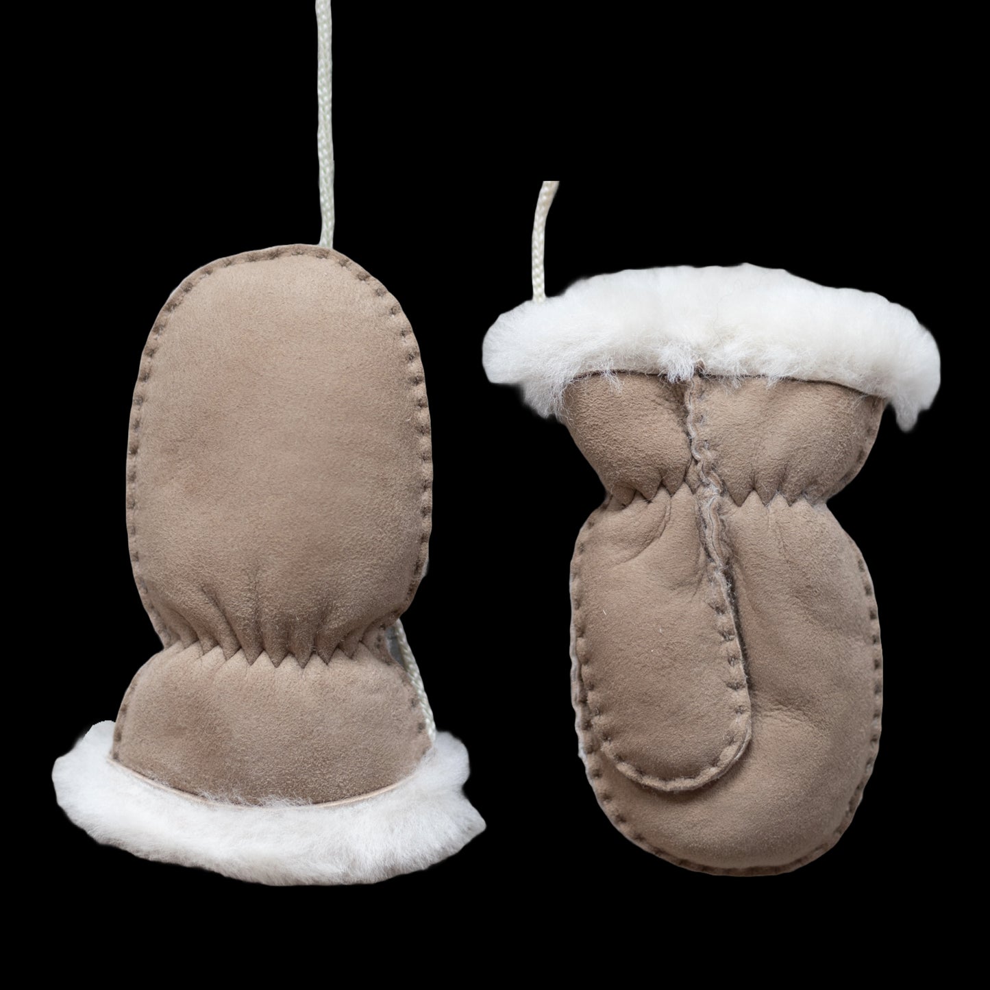 Lamsvacht baby- en kinderwantjes met duim - Taupe 2-4 jaar