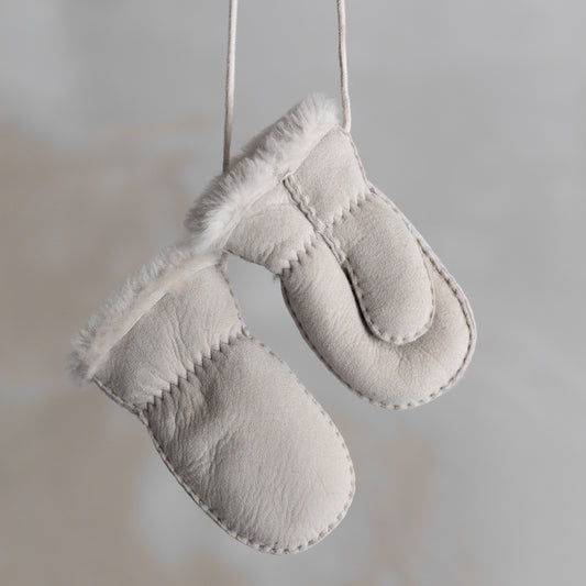 Lamsvacht baby- en kinderwantjes met duim - Wit 2-4 jaar