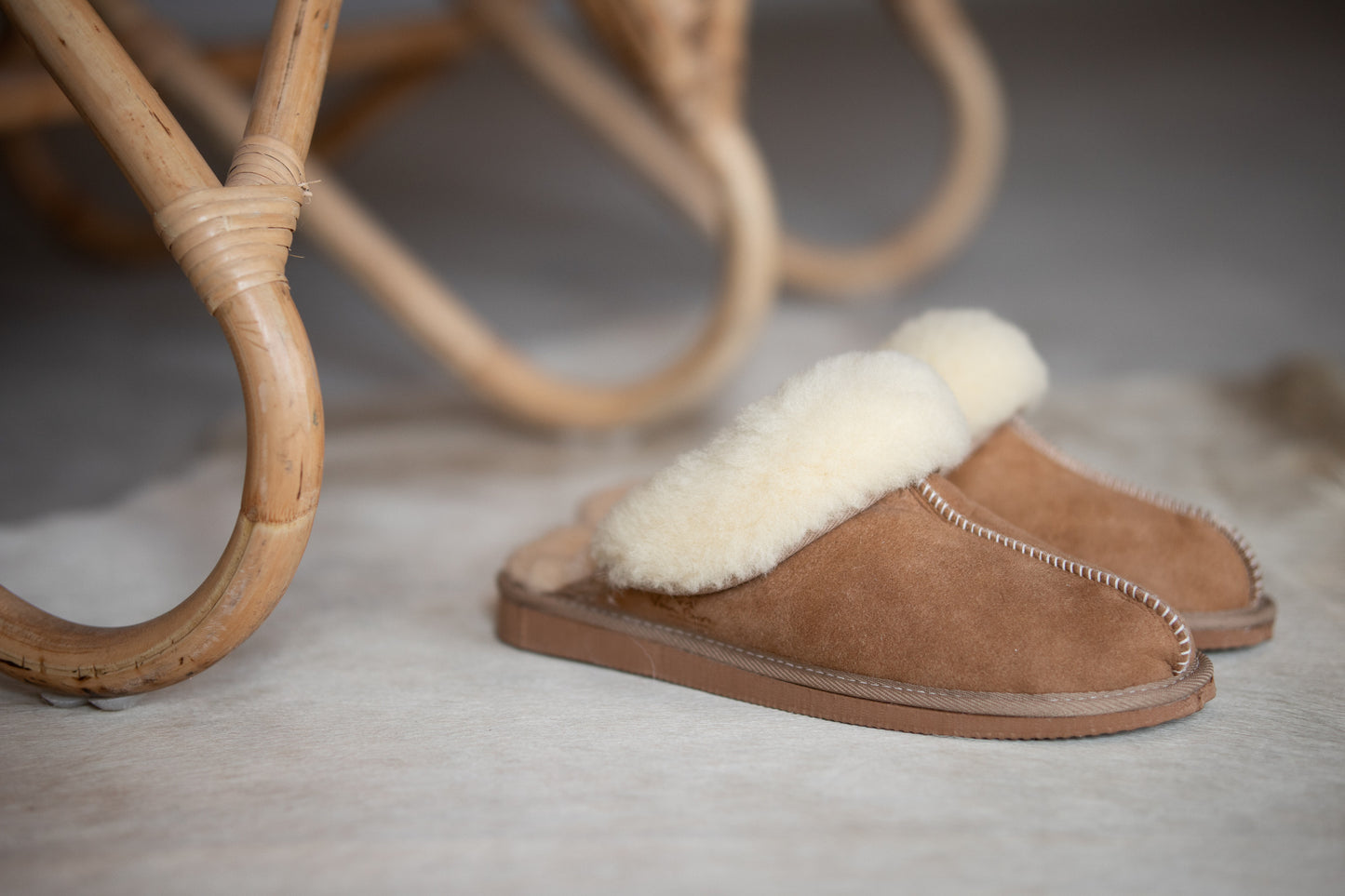 Lamsvacht Dames Slippers - Camel- Maat 46