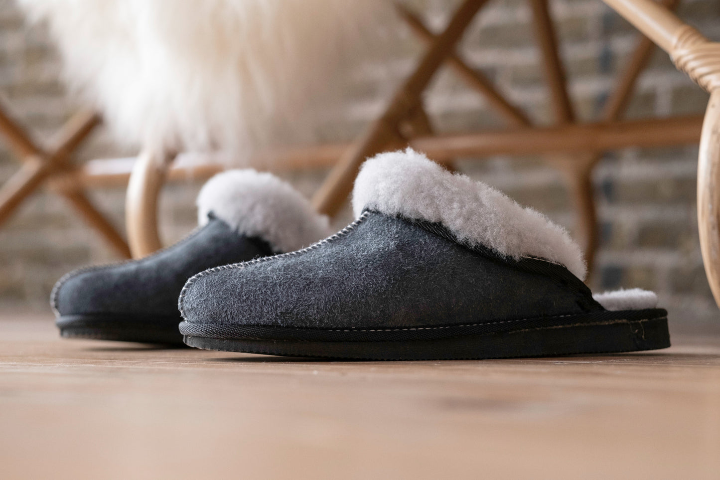 Lamsvel Dames Slippers - Grijs - Maat 44