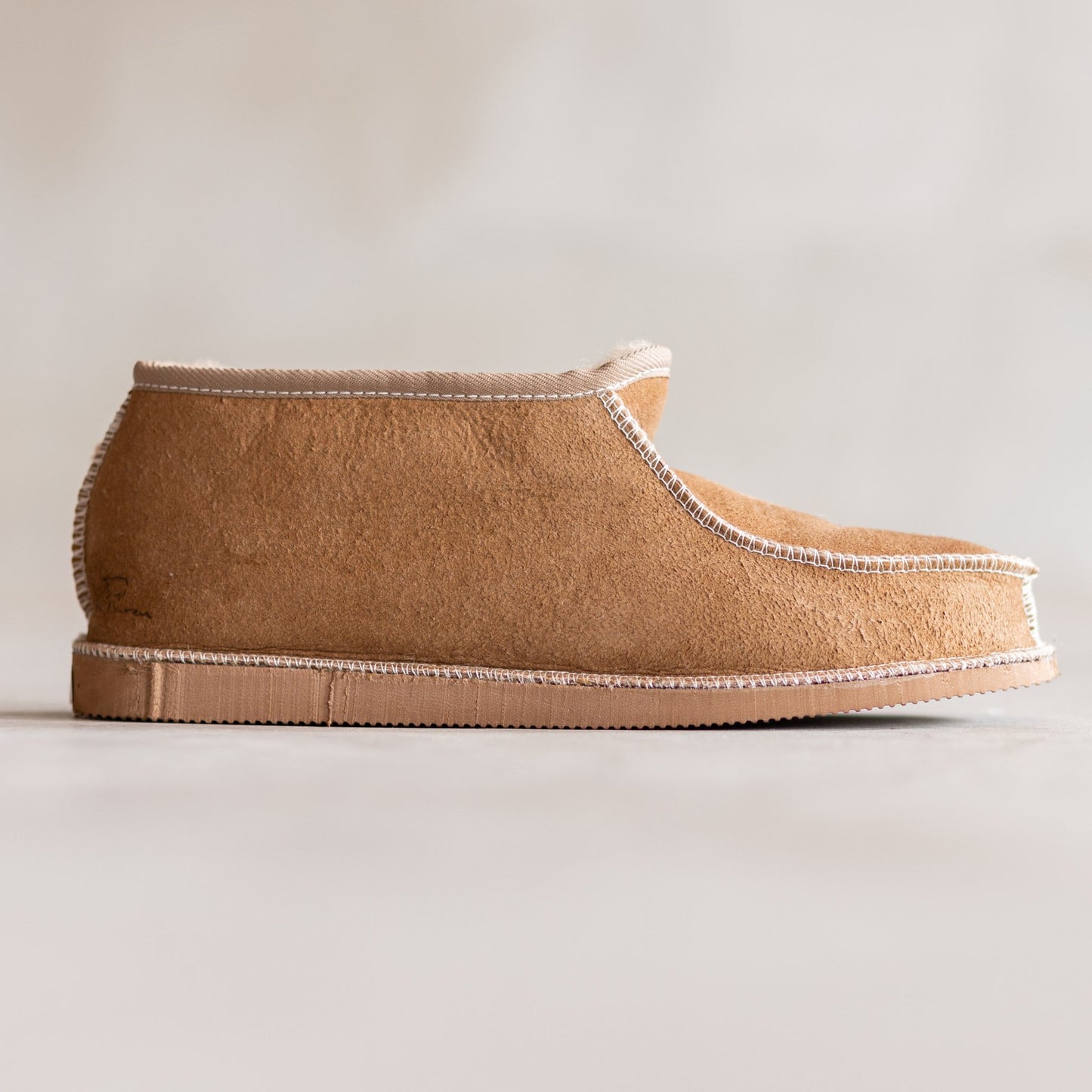 Lamsleren heren pantoffels - Camel - Maat 38