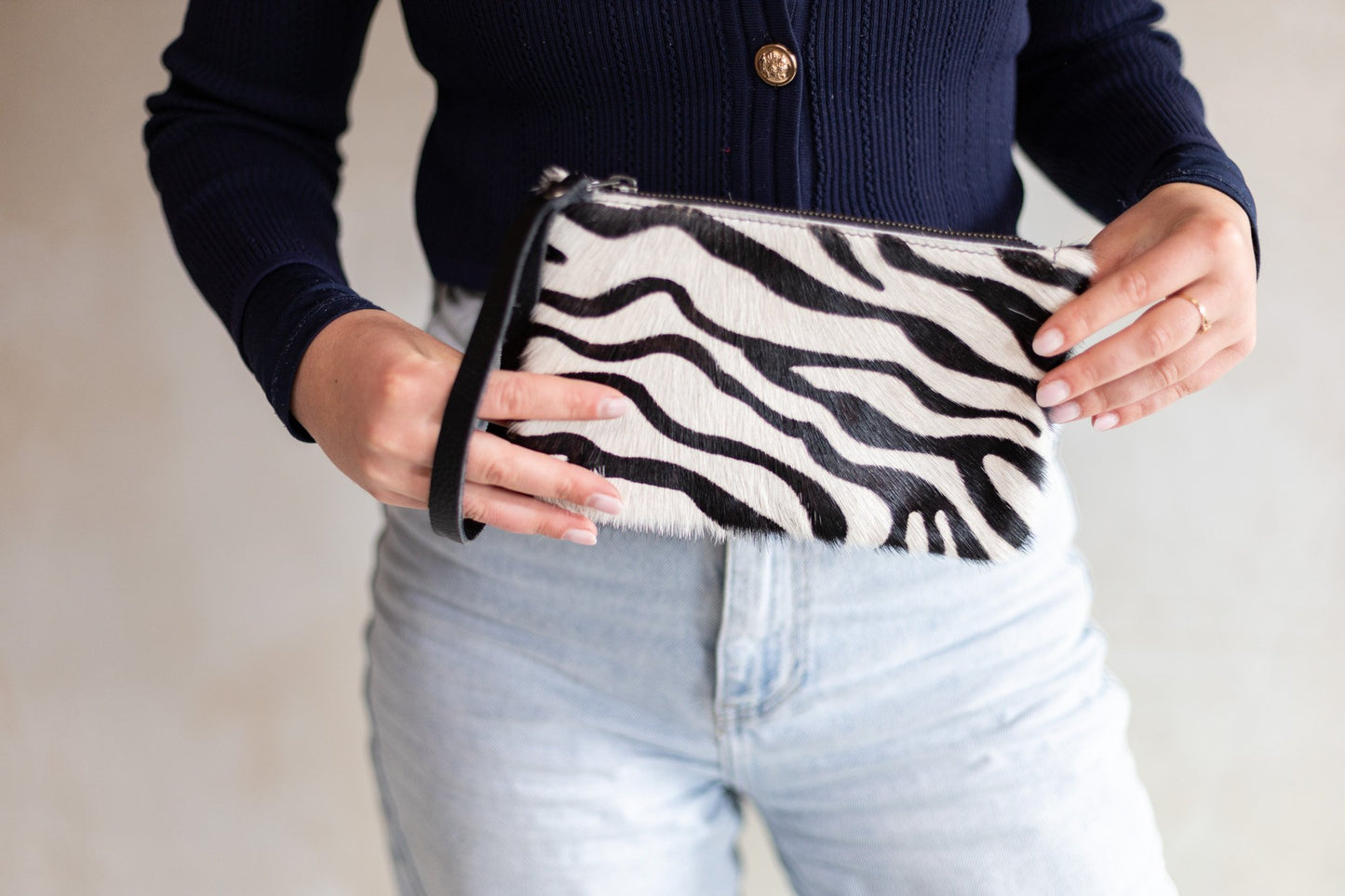 Koeienhuid clutch - Zebra