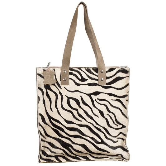 Shopper van koeienhuid met zebraprint
