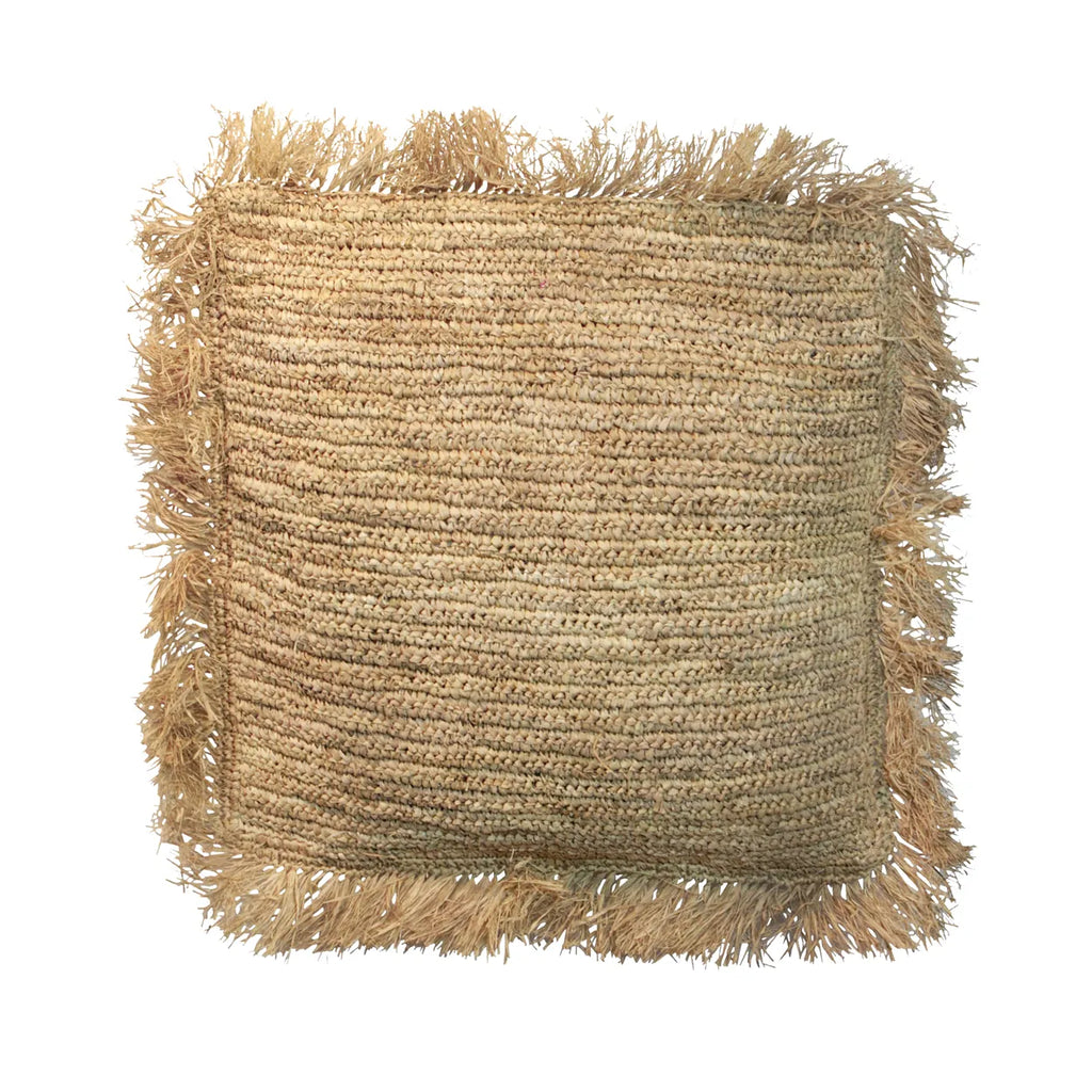 De Raffia Kussenhoes Vierkant - Natuurlijk - 60x60
