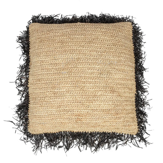 De Raffia Kussenhoes Vierkant - Natuurlijk Zwart - 60x60_40