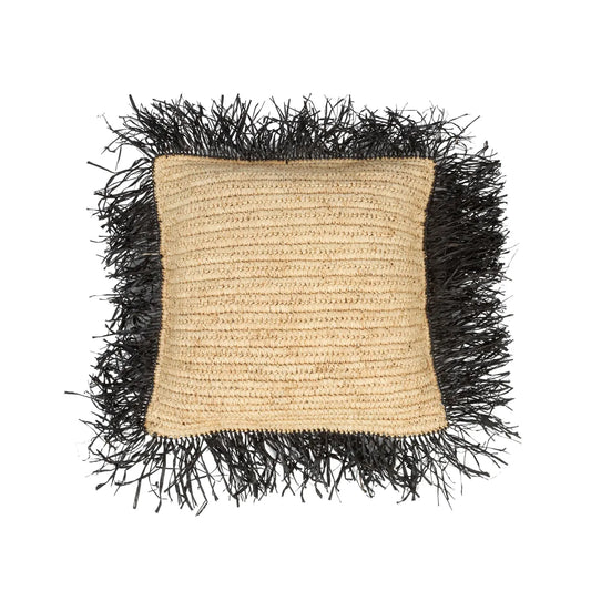 De Raffia Kussenhoes Vierkant - Natuurlijk Zwart - 40x40_40
