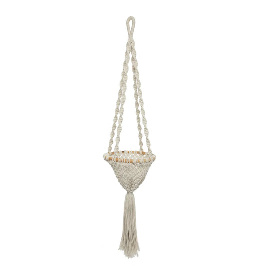 The Twisted Macramé Plant Hanger - Natural White - L