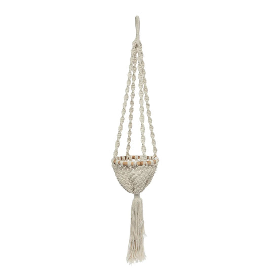The Twisted Macramé Plant Hanger - Natural White - M