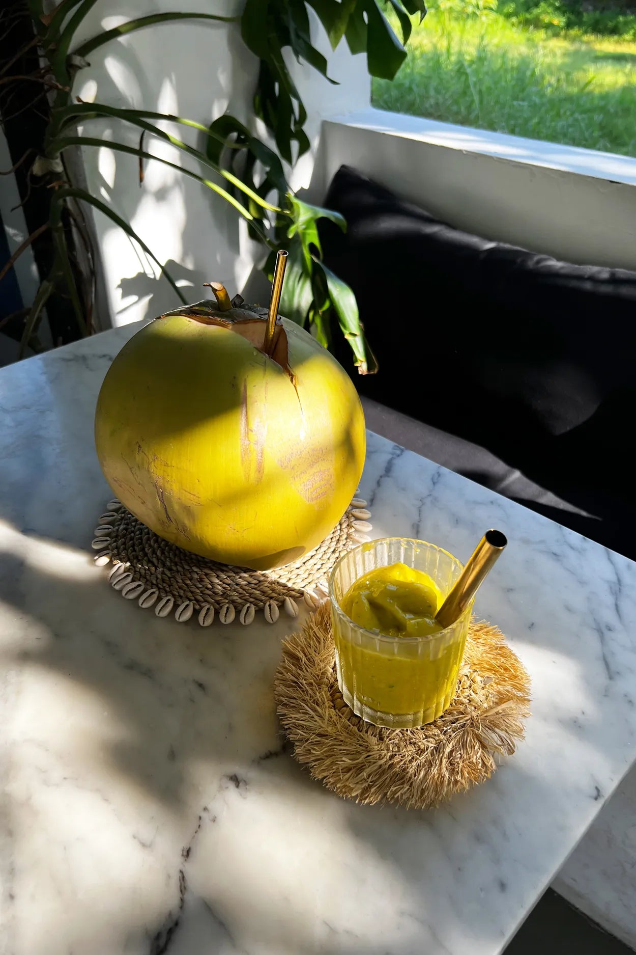 Le dessous de verre en coquillages d'herbes marines - Naturel