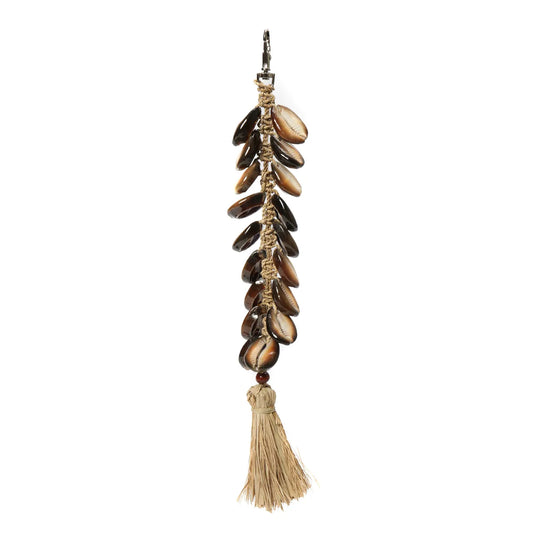 De Raffia Fishbone Sleutelhanger - Natuurlijk Zwart