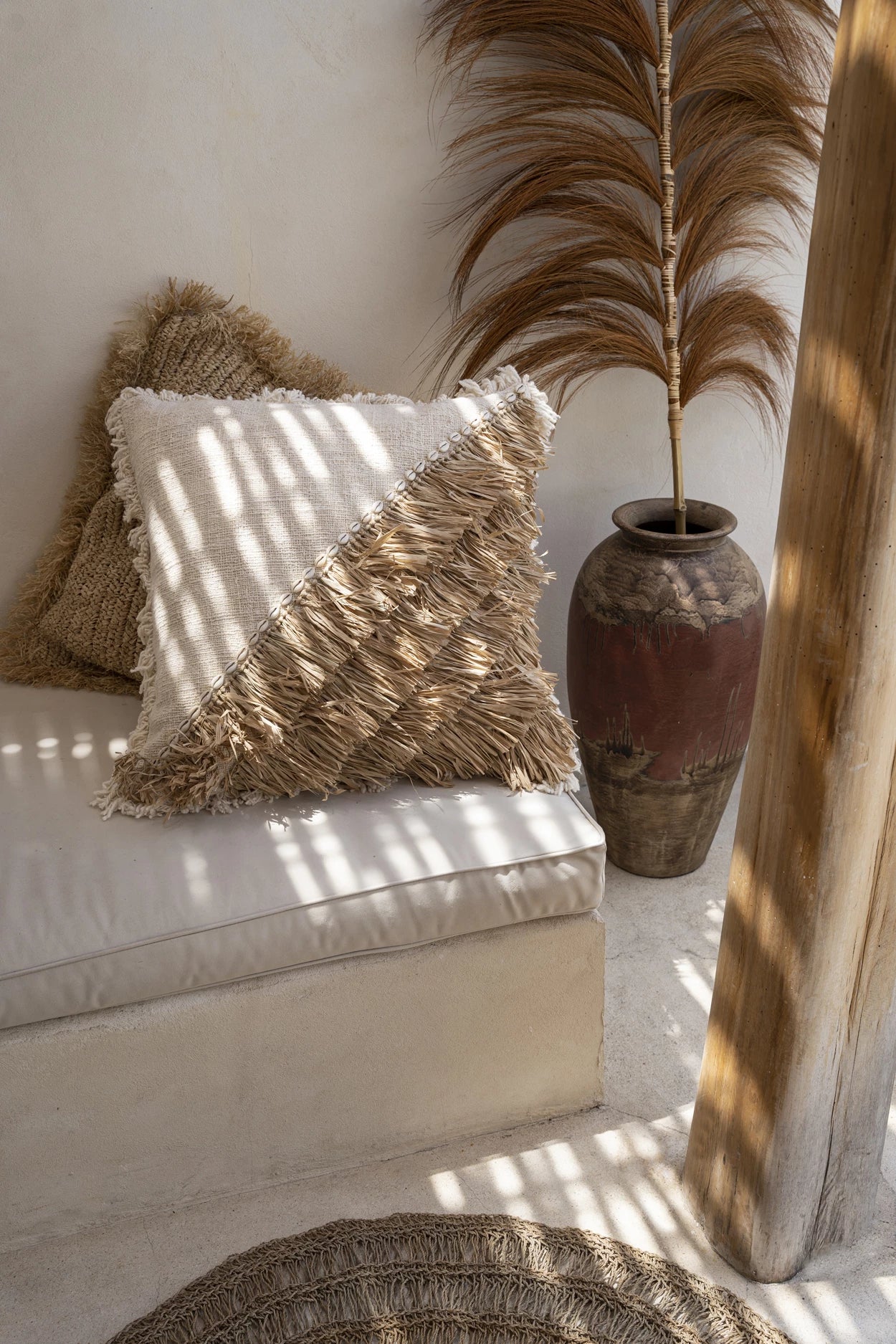 De Raffia Katoenen Kussenhoes - Natuurlijk Wit - 60x60_40