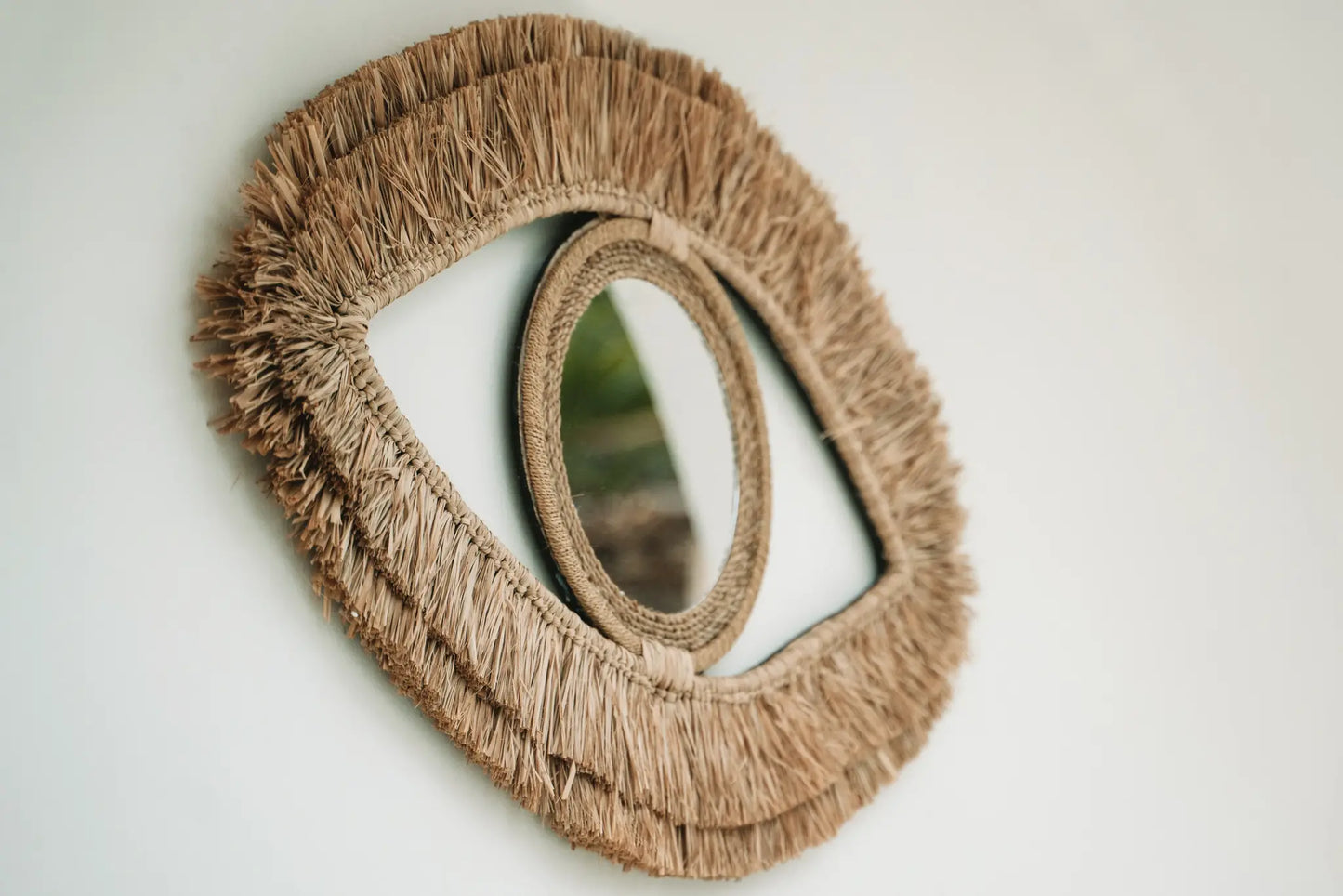 De Raffia Eye Mirror - Natuurlijk - M