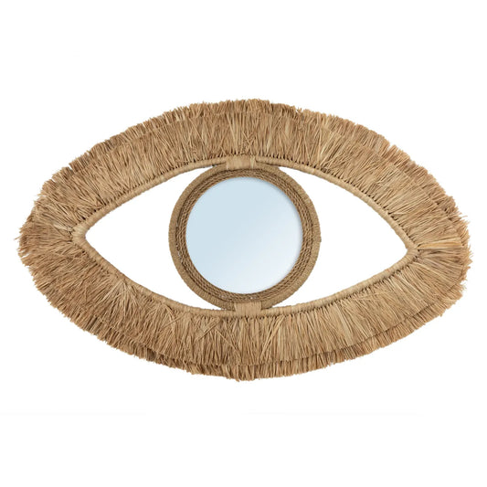 De Raffia Eye Mirror - Natuurlijk - M
