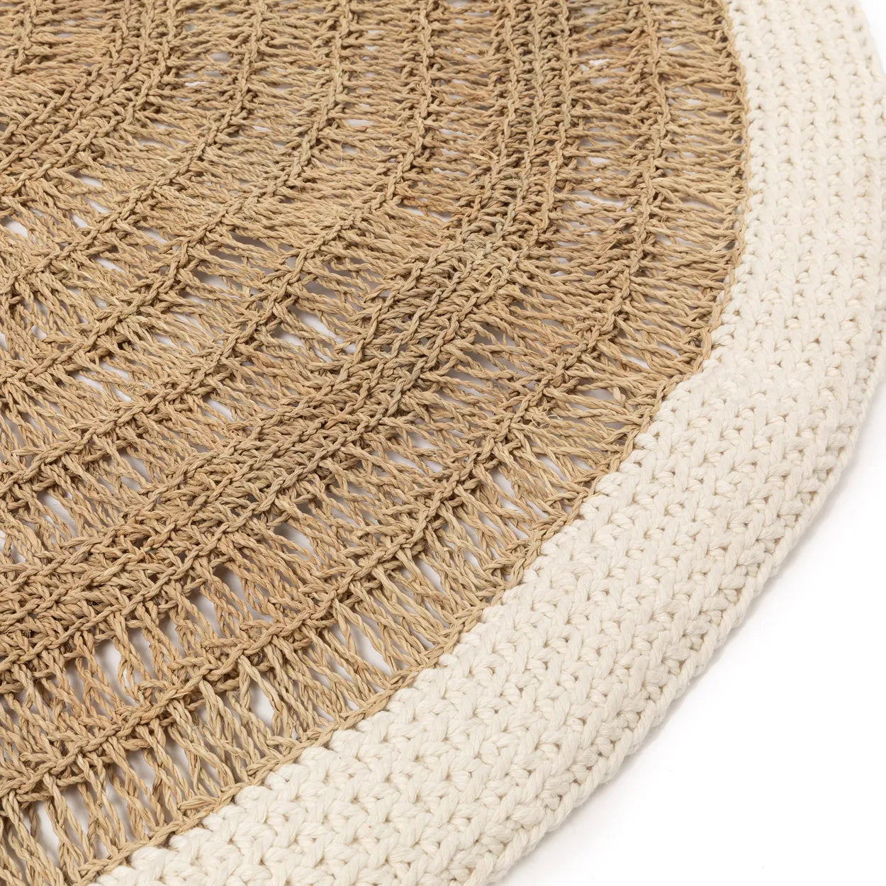 The Seagrass &amp; Cotton Round Rug - Natural White - 100