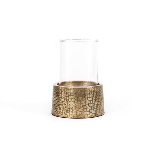 The Crocodile Candle Holder with Glass - Brass - L