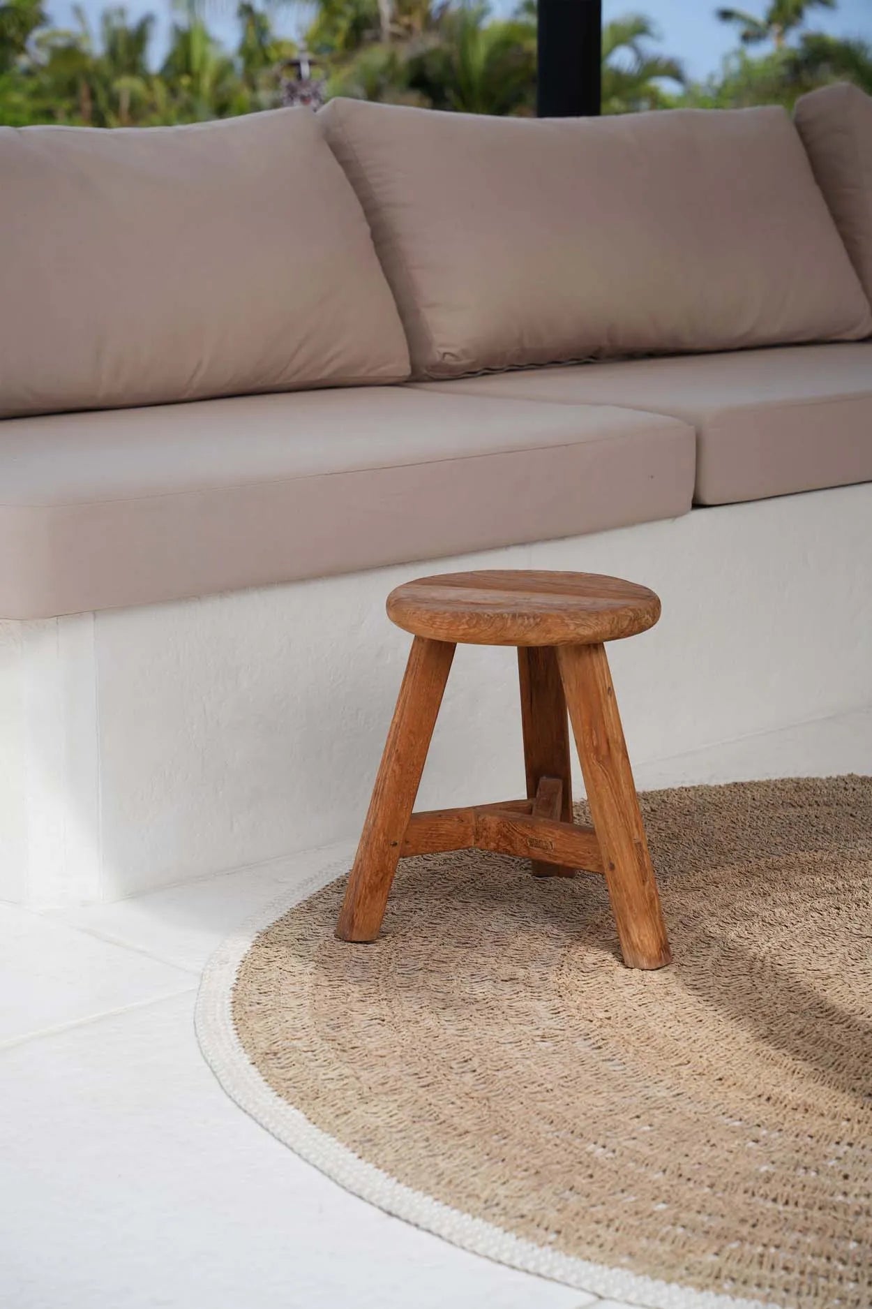 The Seagrass &amp; Cotton Round Rug - Natural White - 200