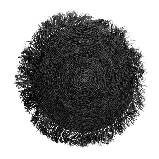 De Raffia Kussenhoes Rond - Zwart - 60x60
