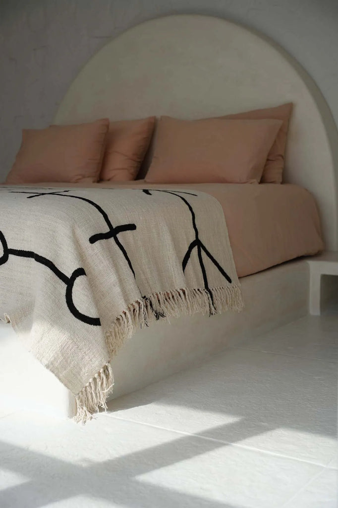 The Evil Eye Bedspread - Natural Black