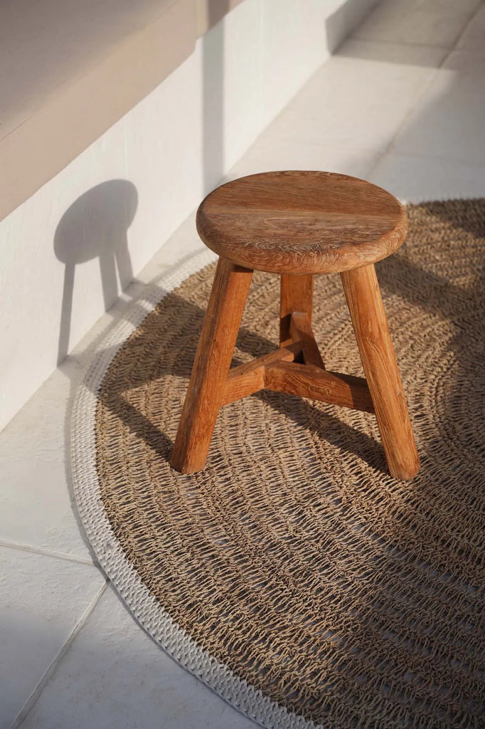 The Seagrass &amp; Cotton Round Rug - Natural White - 150