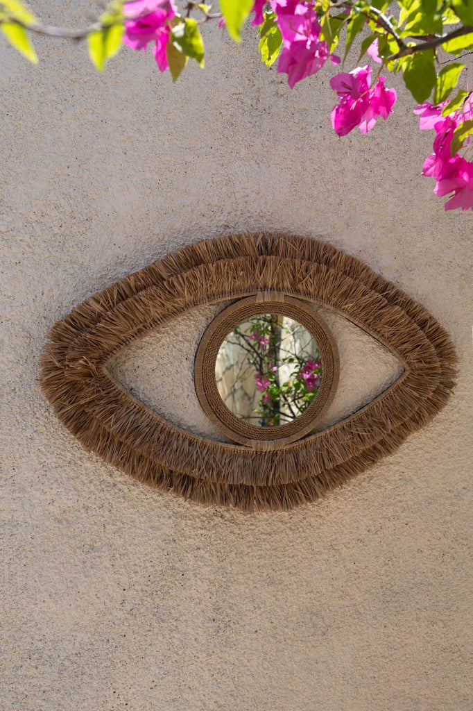 De Raffia Eye Mirror - Natuurlijk - M