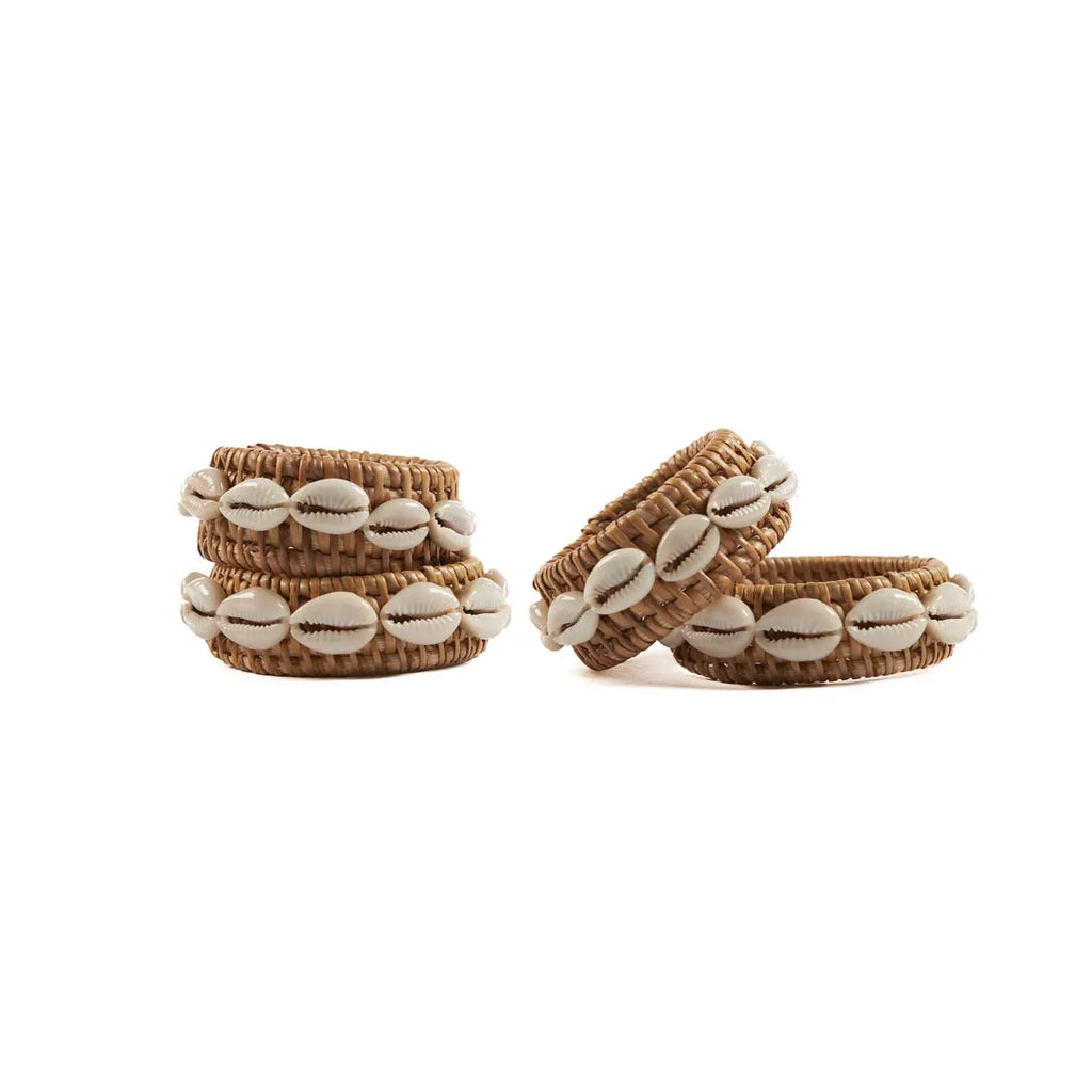 De Rotan Schelp Servetring - Natuurlijk Wit - Set van 4