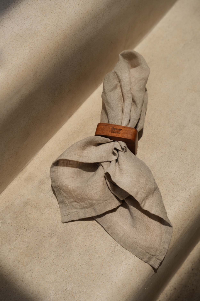 Ronds de serviette en racine de teck - Lot de 4