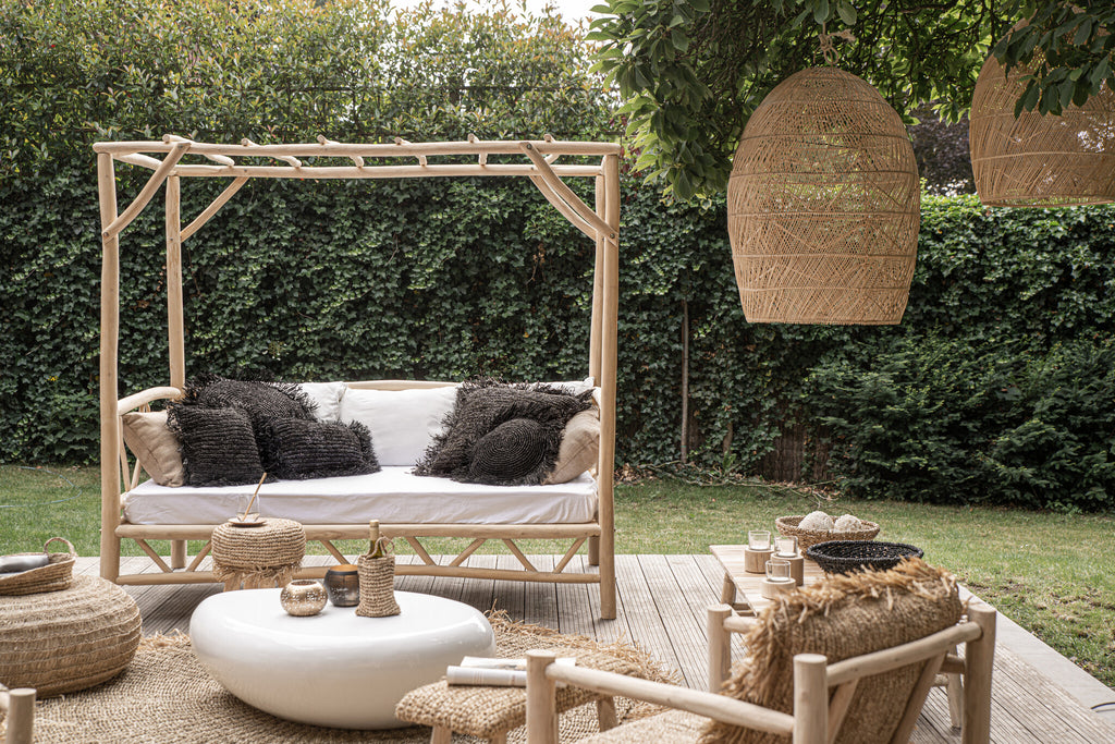 De Raffia Kussenhoes Rond - Zwart - 60x60