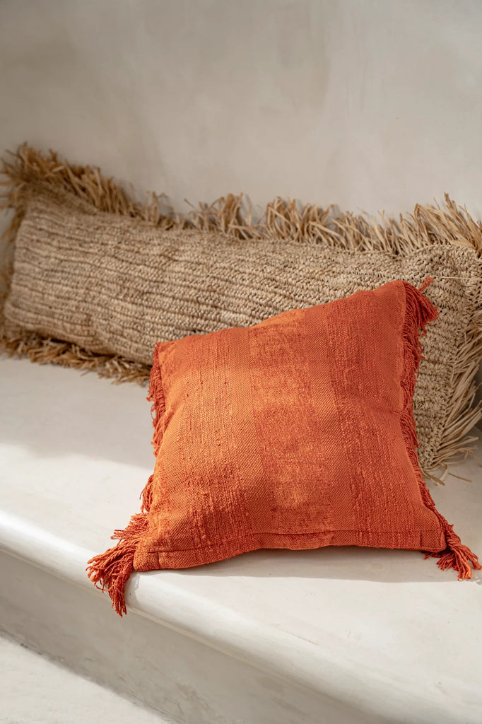 De Raffia Kussenhoes Rechthoekig - Natuurlijk - 35x100