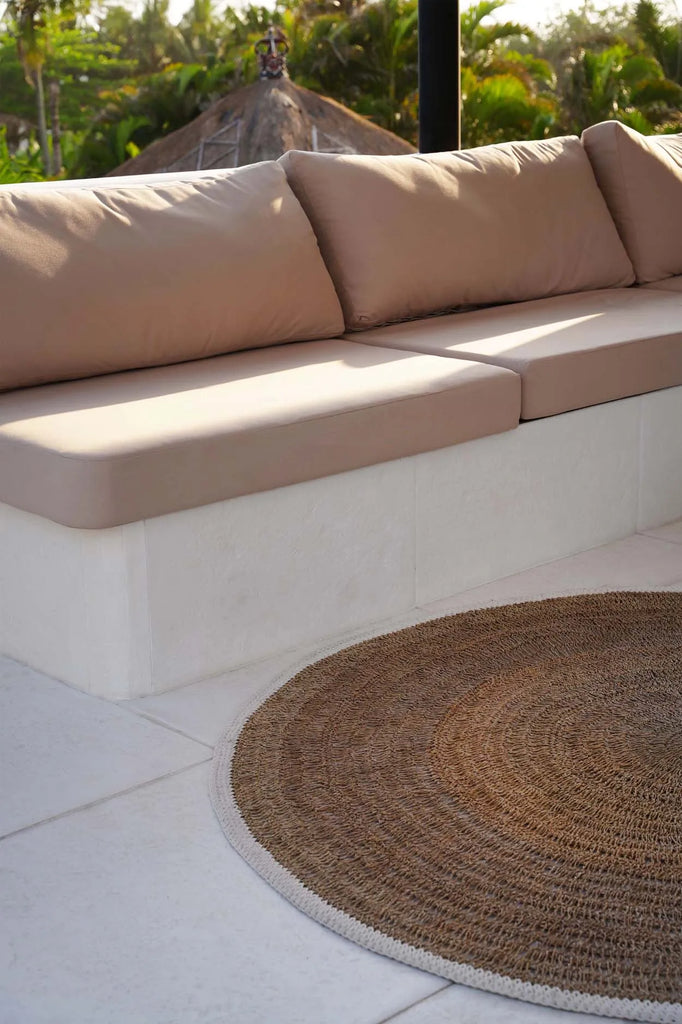The Seagrass &amp; Cotton Round Rug - Natural White - 150