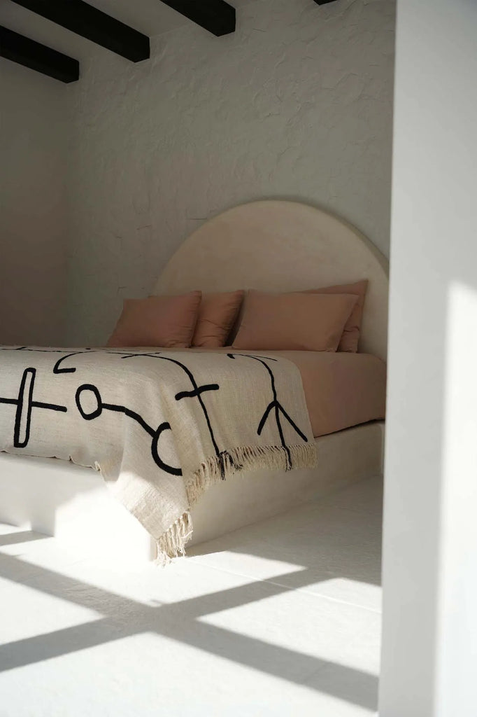 The Evil Eye Bedspread - Natural Black