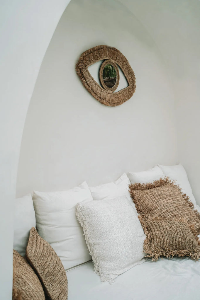 De Raffia Eye Mirror - Natuurlijk - M