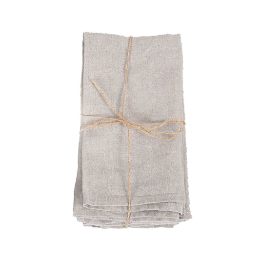 Serviettes en lin - Beige - Lot de 4