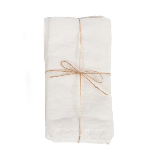 Serviettes en lin - Blanches - Lot de 4