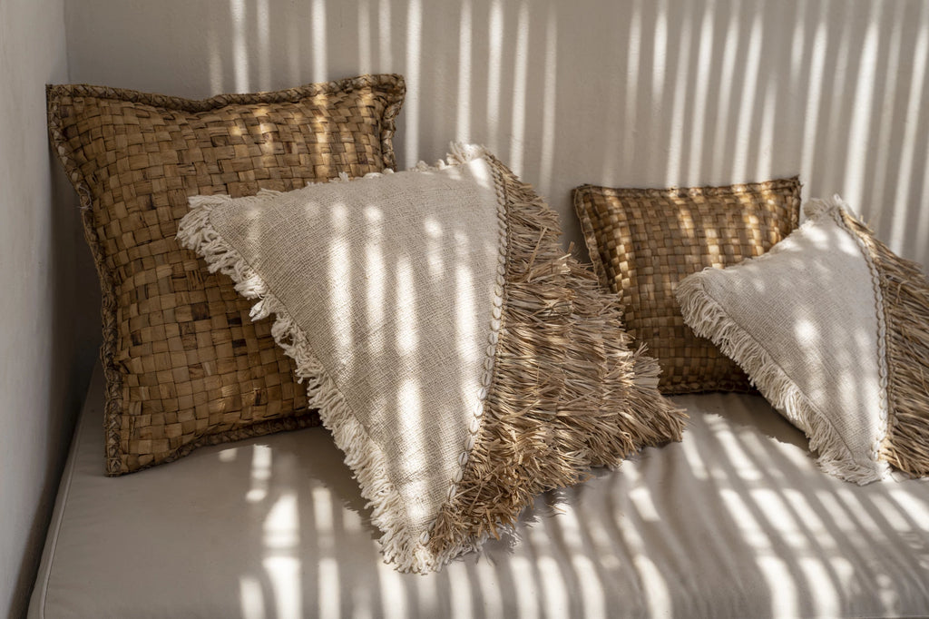 De Raffia Katoenen Kussenhoes - Natuurlijk Wit - 60x60_40