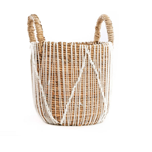 De rechte gestikte macramé mand - Klein