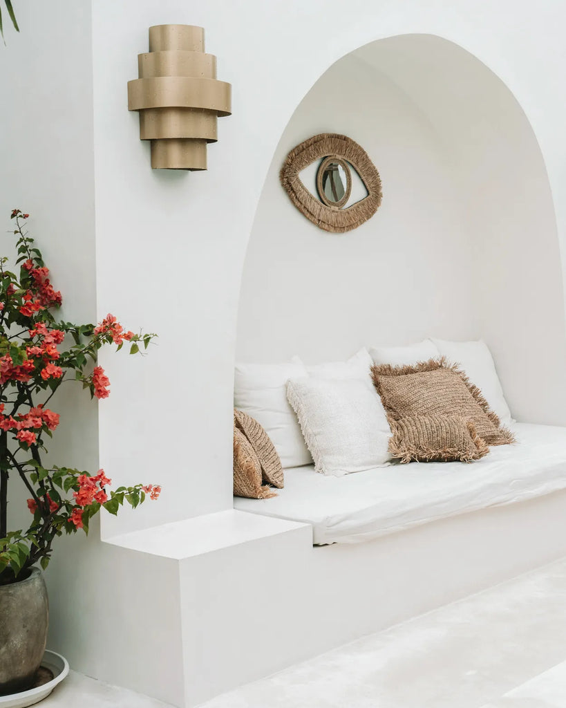 De Raffia Eye Mirror - Natuurlijk - M