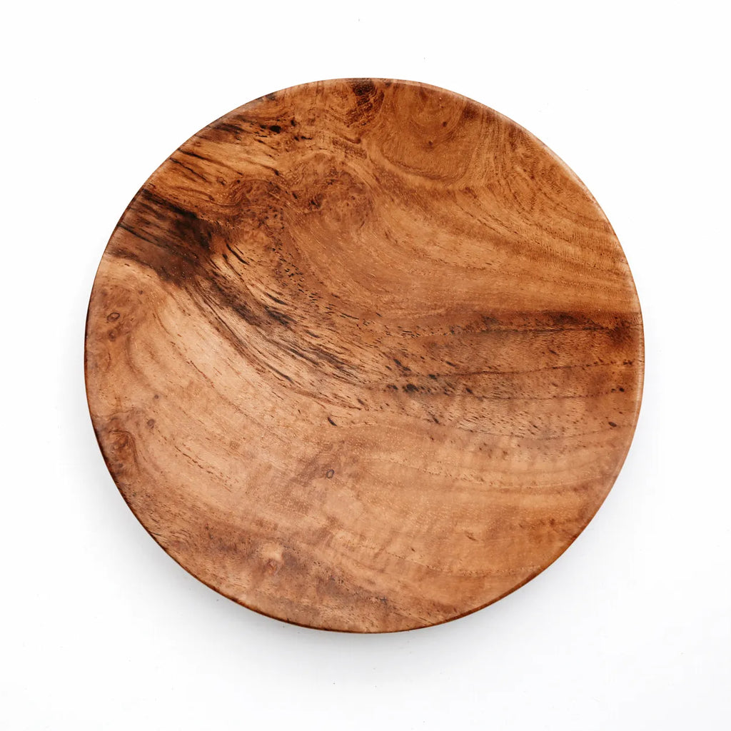 Assiette ronde en racine de teck - L