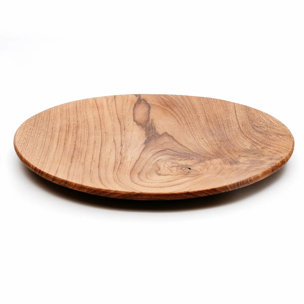 Assiette ronde en racine de teck - L
