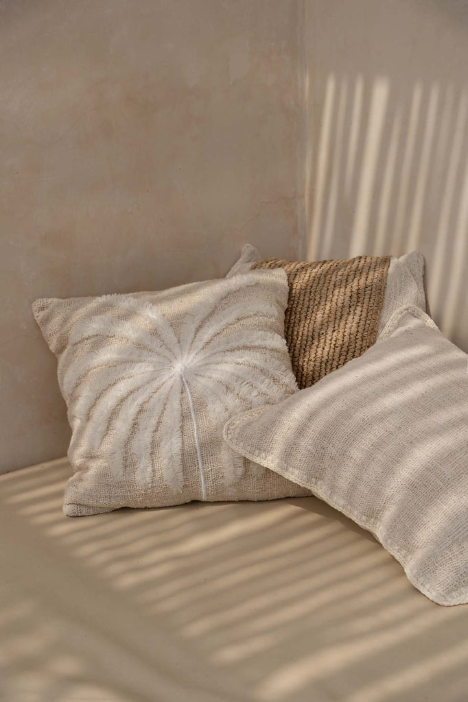 The Isla Palm Cushion Cover - Natural White