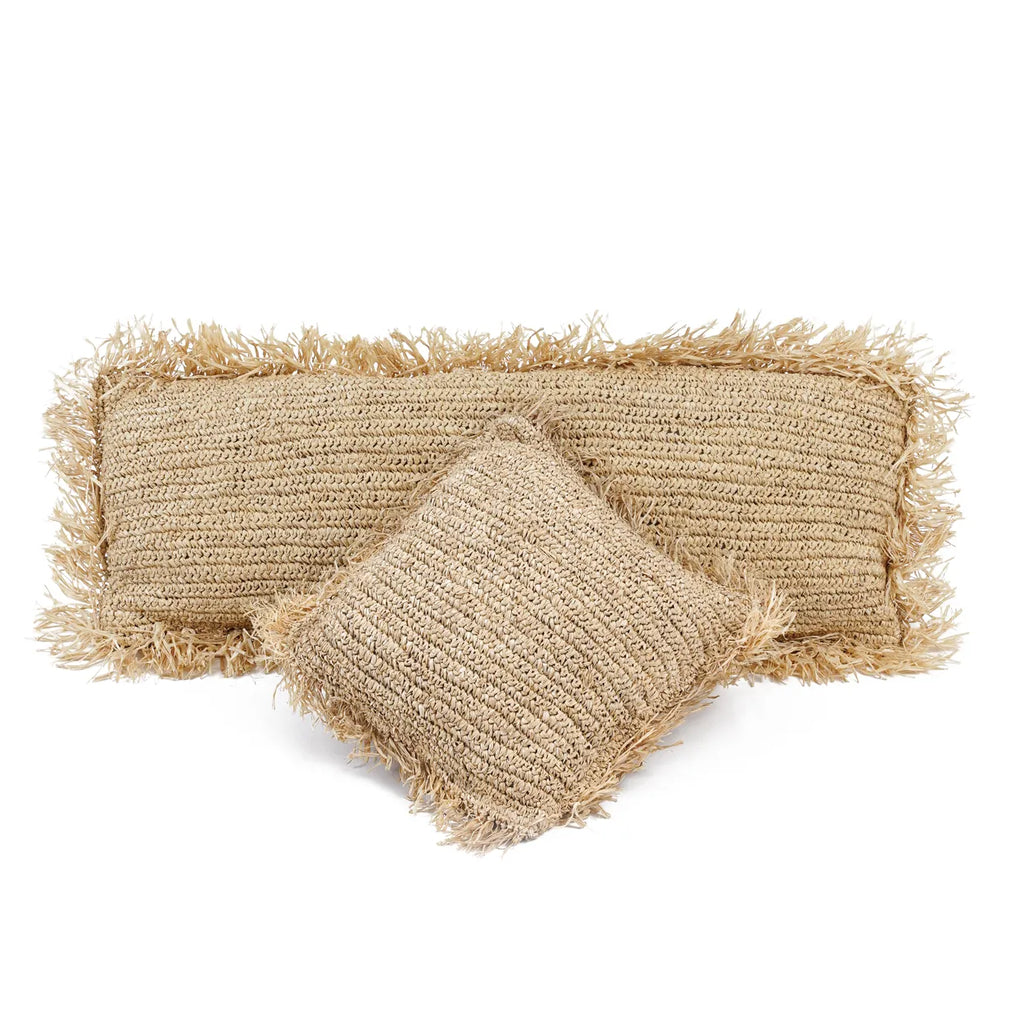 De Raffia Kussenhoes Rechthoekig - Natuurlijk - 35x100