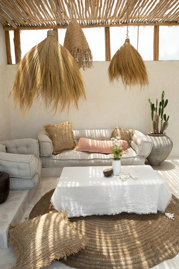 De Raffia Kussenhoes Vierkant - Natuurlijk - 60x60