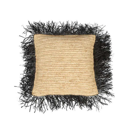 The Raffia Cushion Cover Natural Black 40x40