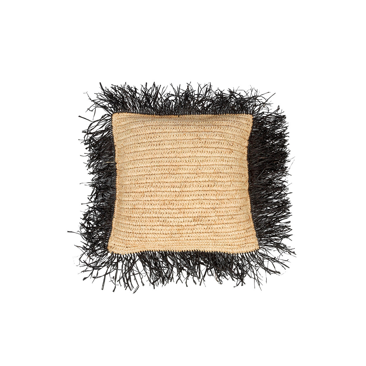 De Raffia Kussenhoes Naturel Zwart 40x40