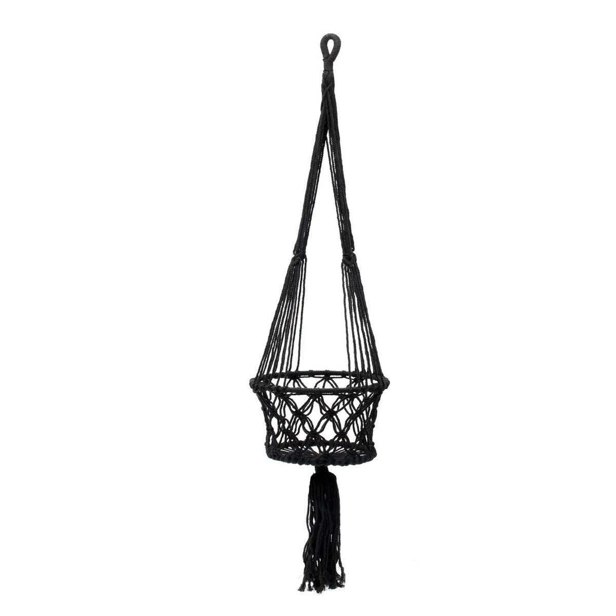 De Macramé Plantenhanger - Zwart - L_40