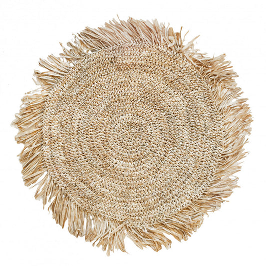 Set de table rond en raphia à franges - Naturel